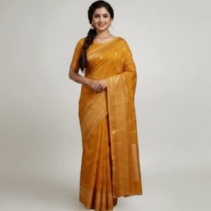 Mercerized Cotton Saree with Elegant Resham Thread Border | Soft, Breathable Fabric For Women | Perfect for Festive & Casual Occasions