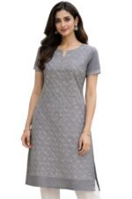 Lucknow Chikankari Women’s Unstitched Kurta Material | Premium Heavy Jaal Work | Soft Voile Cotton Fabric | Hand Embroidered Ethnic Dress - Image 3