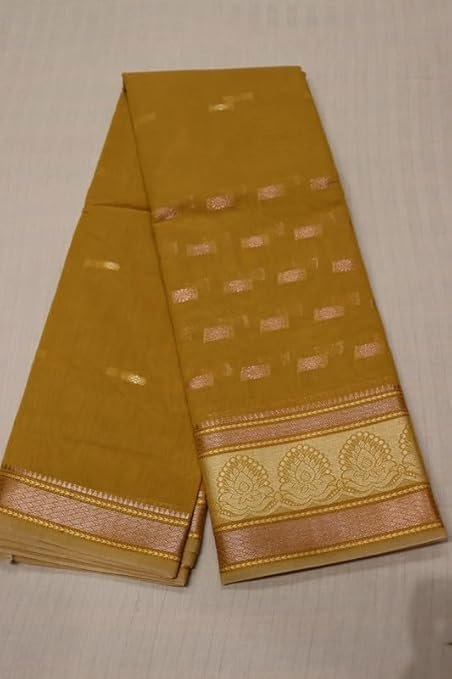 Mercerized Cotton Saree with Elegant Resham Thread Border | Soft, Breathable Fabric For Women | Perfect for Festive & Casual Occasions - Image 3