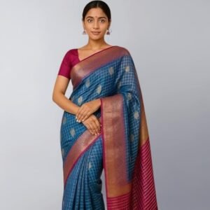 Women's Banarasi Organza Silk Saree with Rich Zari Woven Pallu & Blouse Piece | Traditional Indian Ethnic Wear for Wedding, Party & Special Occasions