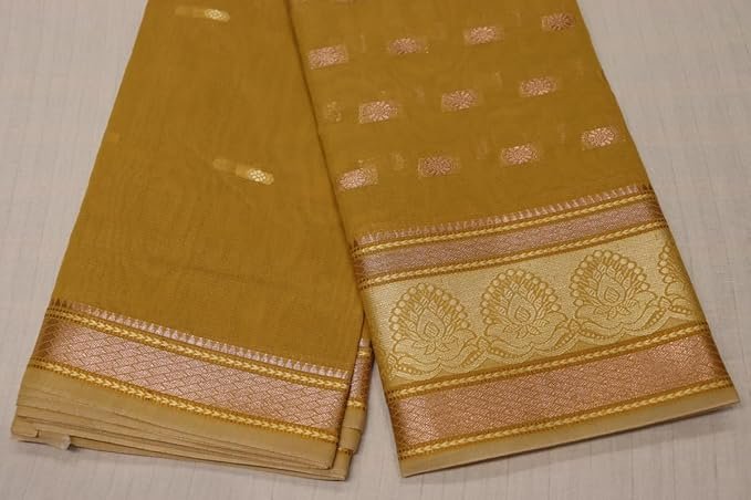 Mercerized Cotton Saree with Elegant Resham Thread Border | Soft, Breathable Fabric For Women | Perfect for Festive & Casual Occasions - Image 4