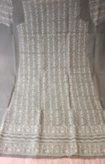 Lucknowi Chikankari Pure Voile Cotton Dress Material | Kurti Fabric | Top Fabric Grey (3 Meter) - Image 2