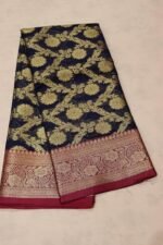 Banarasi Cotton Silk Saree Jaal work Saree for Women with Blouse Piece | Handcrafted Embroidered Saree - Image 3