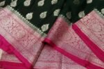 Banarasi Khaddi Georgette Saree with Rich Zari Weaving | Lightweight Traditional Saree for Women | Perfect for Wedding, Party & Festive Occasions Green Magenta - Image 3