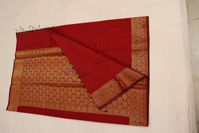 Banarasi Cotton Saree with Zari Work | Elegant Cotton Saree with Rich Border and Comfortable Fabric - Image 4