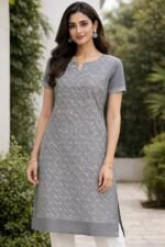 Lucknow Chikankari Women’s Unstitched Kurta Material | Premium Heavy Jaal Work | Soft Voile Cotton Fabric | Hand Embroidered Ethnic Dress - Image 2