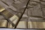Banarasi Tissue Silk Saree for Women | Golden Green | Golden Zari Woven Border | Traditional Ethnic Wear | Lightweight Fabric - Image 5