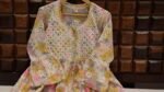 Women’s Lucknowi Chikankari Mulmul Cotton Long Kurti | Hand Embroidered Printed Fit & Flare Kurta for Women & Girls | Yellow - Image 3