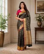 Banarasi Cotton Silk Saree Jaal work Saree for Women with Blouse Piece | Handcrafted Embroidered Saree - Image 2