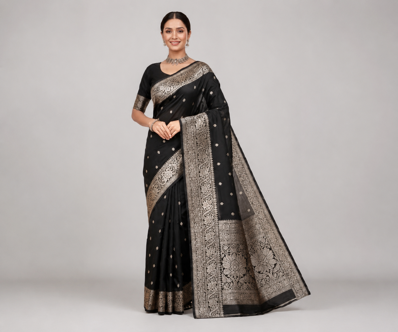Banarasi Katan Silk Saree for Women | Pure Handloom Woven | Traditional Zari Border & Pallu | Premium Indian Ethnic Wear for Wedding & Festive Occasions
