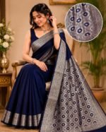 Banarasi Cotton Silk Saree with Golden Zari Work | Elegant Traditional Saree for Women | Lightweight Festive & with Blouse Piece - Image 5