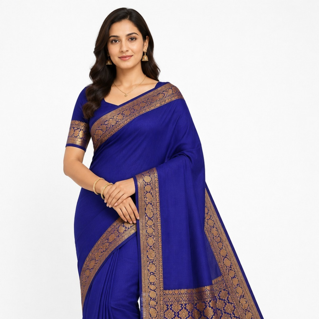 Banarasi Cotton Saree with Zari Work | Elegant Cotton Saree with Rich Border and Comfortable Fabric