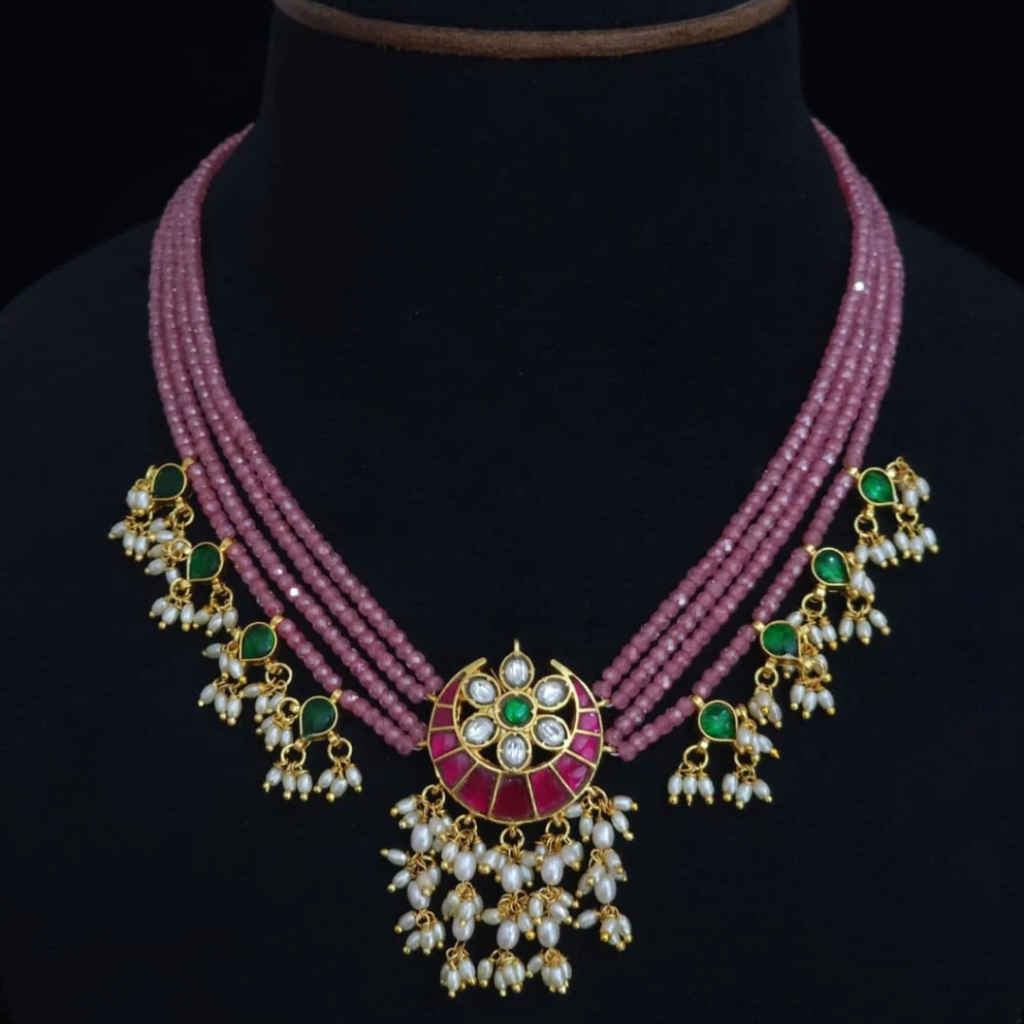 Jadau Kundan with Real CZ Beads Necklace