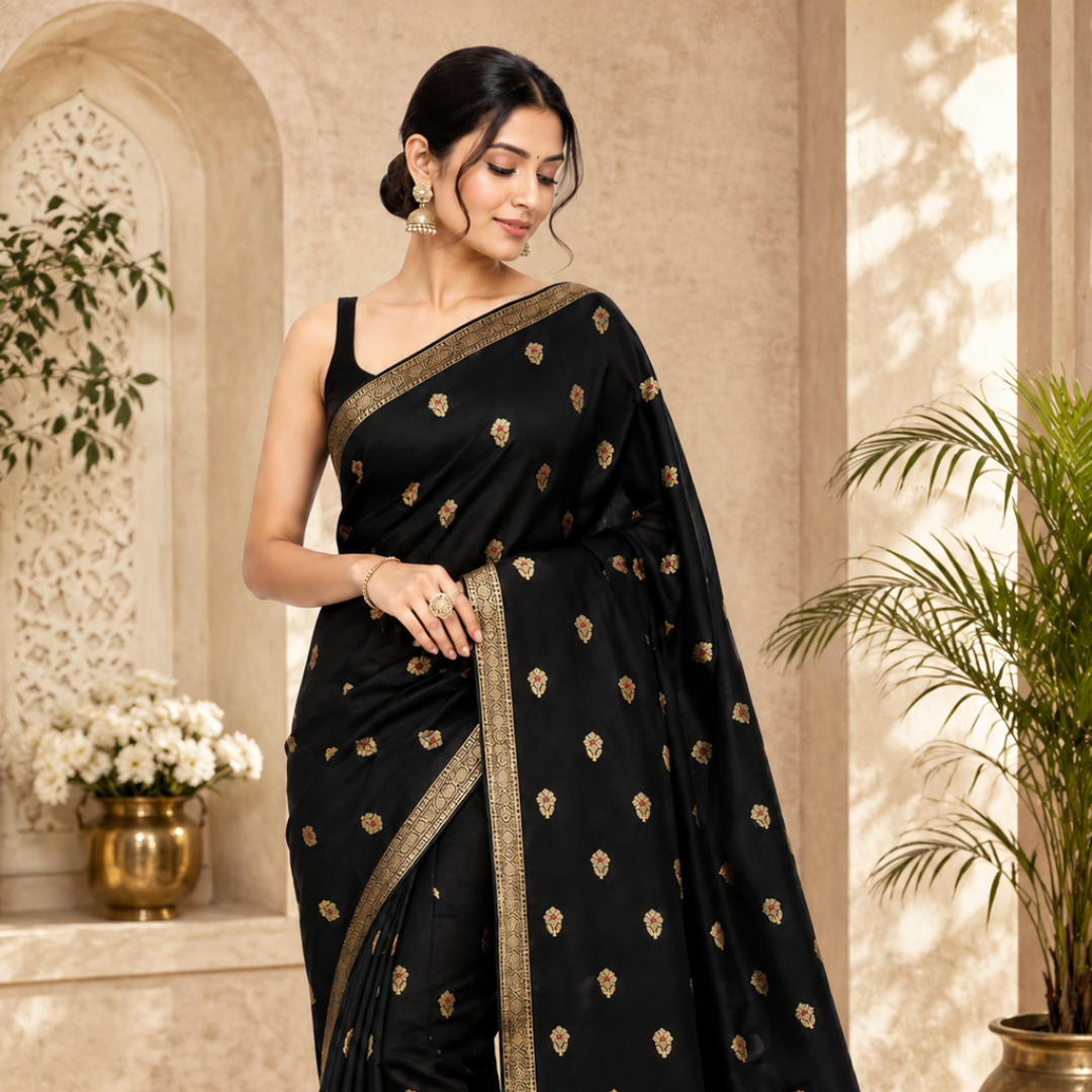 Banarasi Katan Silk Saree with Rich Zari Weaving & Meenakari Work | Traditional Handloom Bridal Saree