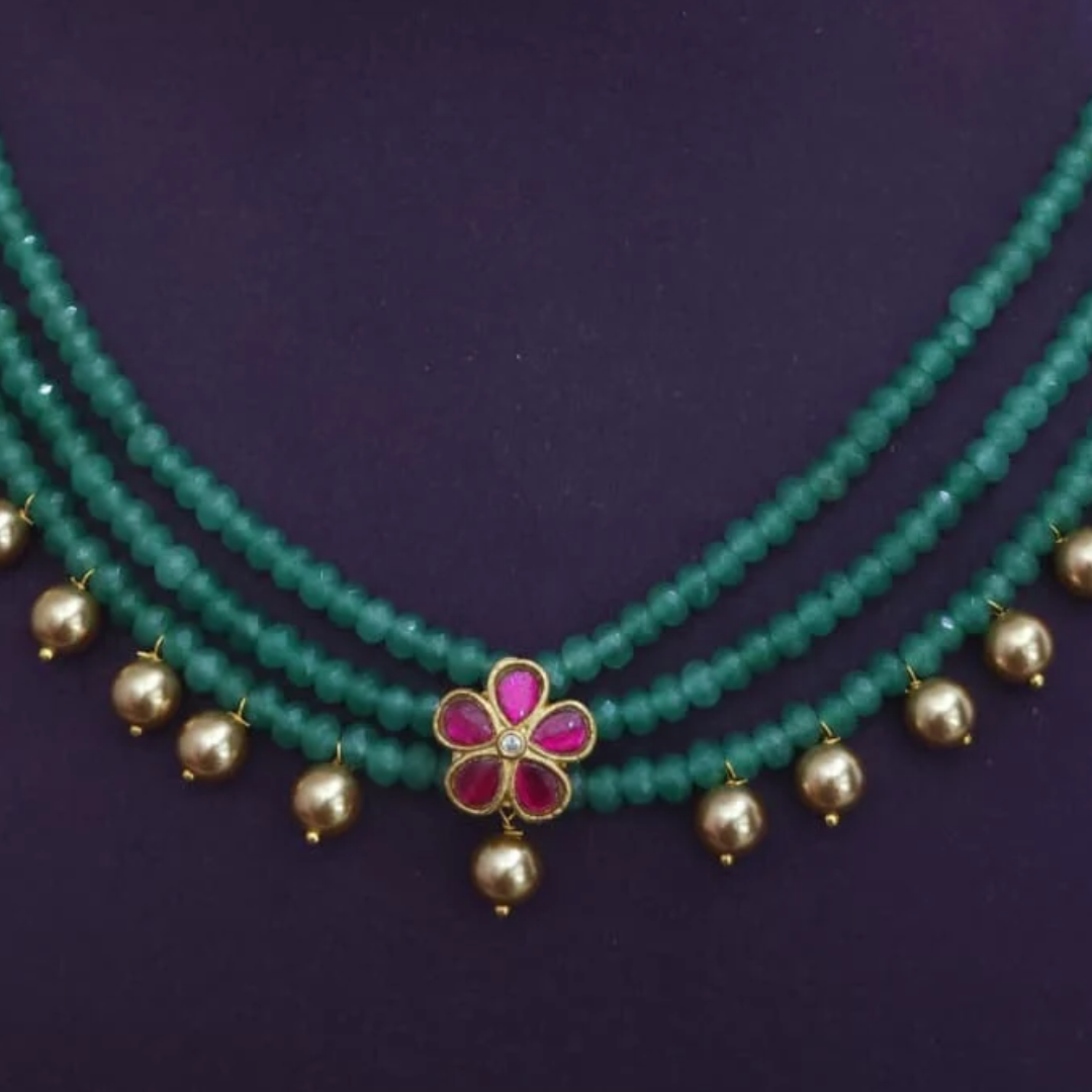 Jadau Kundan with Real CZ Beads Necklaces - Image 2