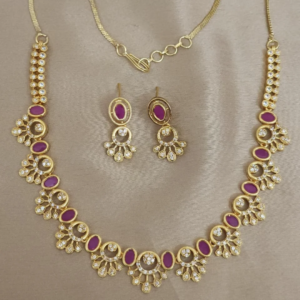 Premium Golden Replica Necklace Set with Back Chain