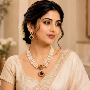 Pearl Elegance Triple Strand Necklace Set