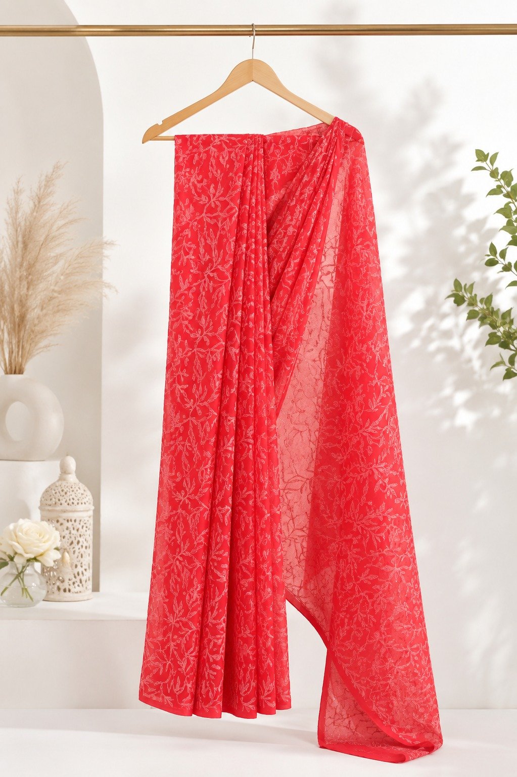 Hand Embroidered Lucknowi Chikankari Georgette Saree for Women with Unstitched Blouse Piece Tepchi Saree - Image 3