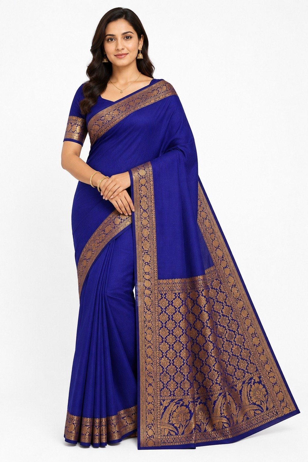 Banarasi Cotton Saree with Zari Work | Elegant Cotton Saree with Rich Border and Comfortable Fabric - Image 2