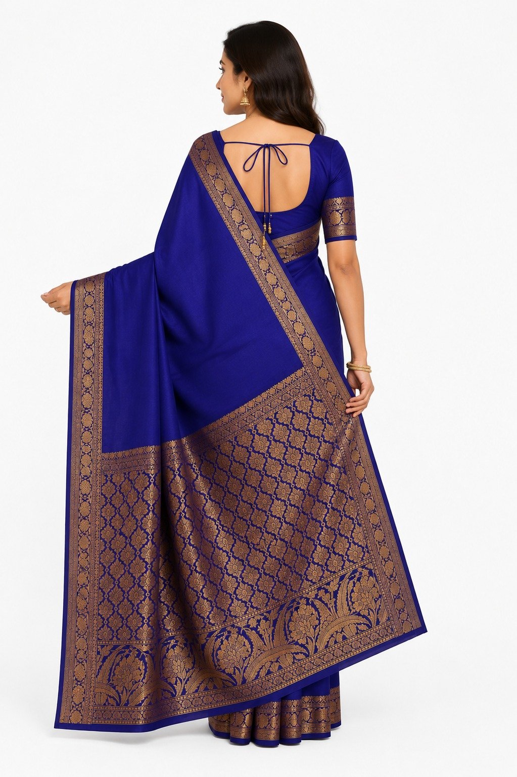 Banarasi Cotton Saree with Zari Work | Elegant Cotton Saree with Rich Border and Comfortable Fabric - Image 3