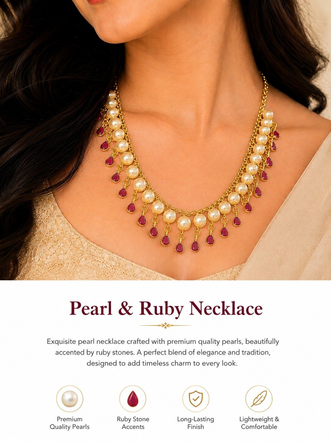 Pearl & Ruby Necklace - Image 3