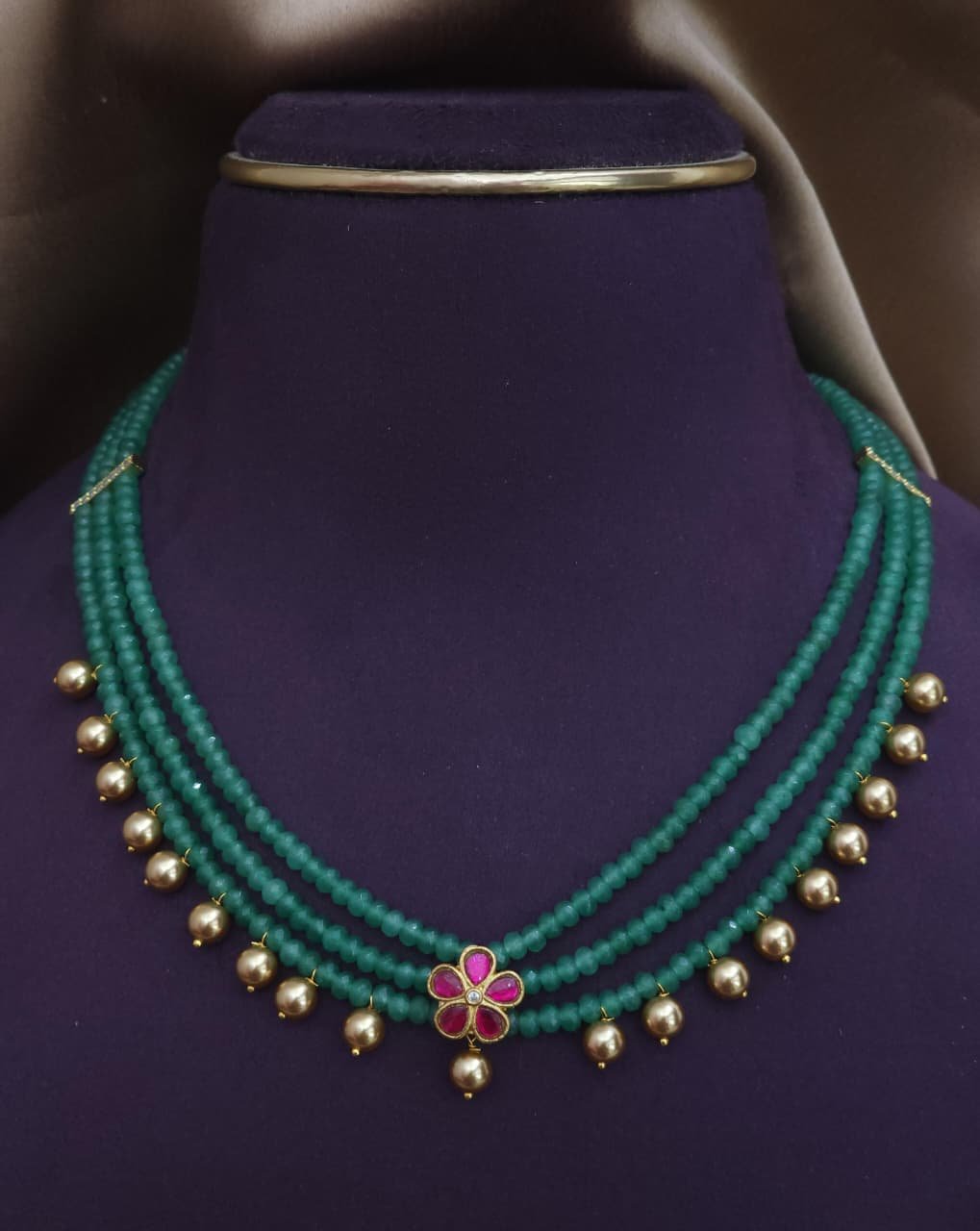 Jadau Kundan with Real CZ Beads Necklaces - Image 3