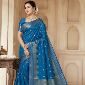 Banarasi Katan Silk Saree with Rich Zari Weaving & Meenakari Work | Traditional Handloom Bridal Saree (Firoji)