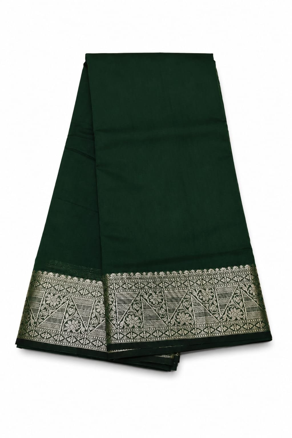Banarasi Cotton Silk Saree with Golden Zari Work | Elegant Traditional Saree for Women (Green) - Image 4