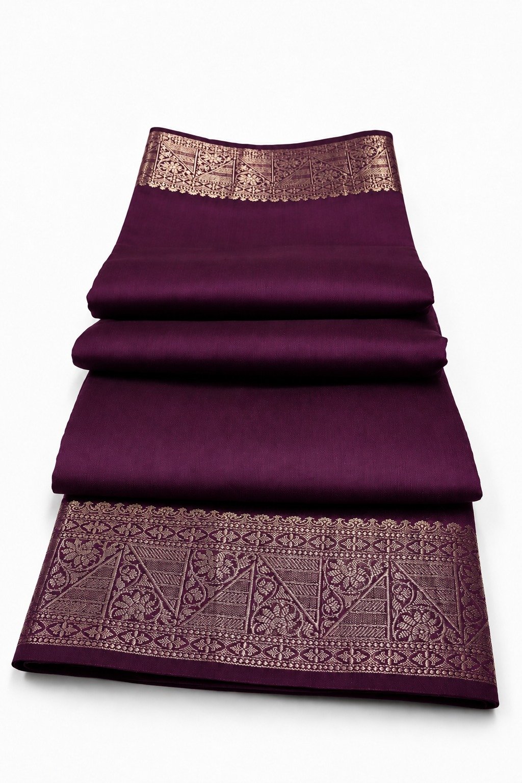 Banarasi Cotton Silk Saree with Golden Zari Work | Elegant Traditional Saree for Women (Mulberry) - Image 5