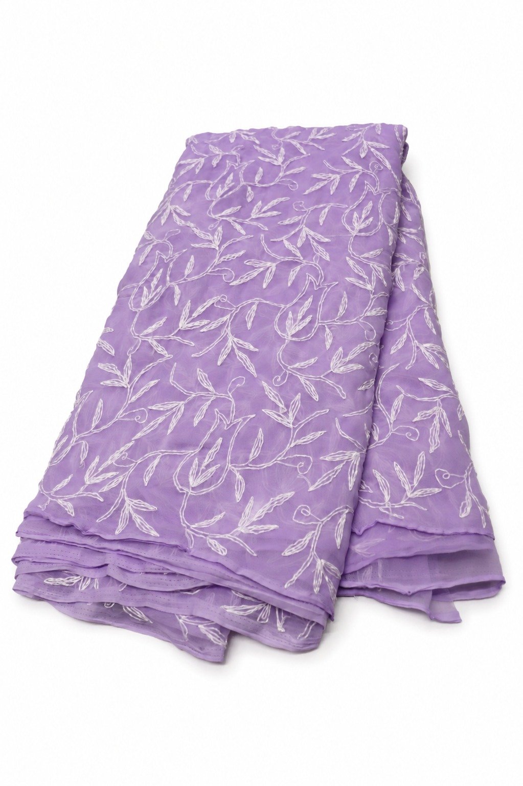 Hand Embroidered Lucknowi Chikankari Georgette Saree for Women with Unstitched Blouse Piece Tepchi Saree (Lavender) - Image 4