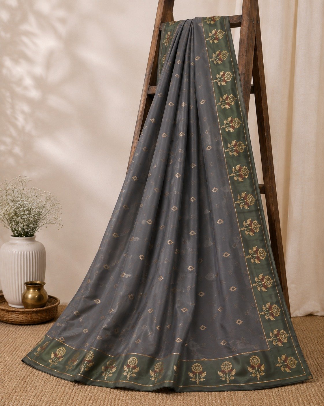 Banarasi Katan Silk Saree | Pure Woven Silk Fabric | Rich Zari Work Pallu | Blouse Piece Included (Green) - Image 4