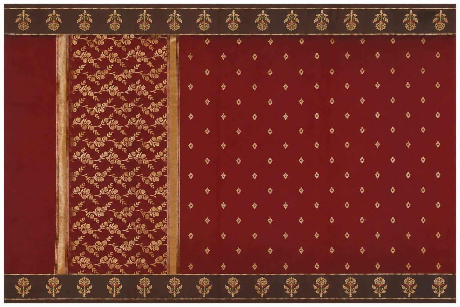 Banarasi Katan Silk Saree | Pure Woven Silk Fabric | Rich Zari Work Pallu | Blouse Piece Included (Wine) - Image 4