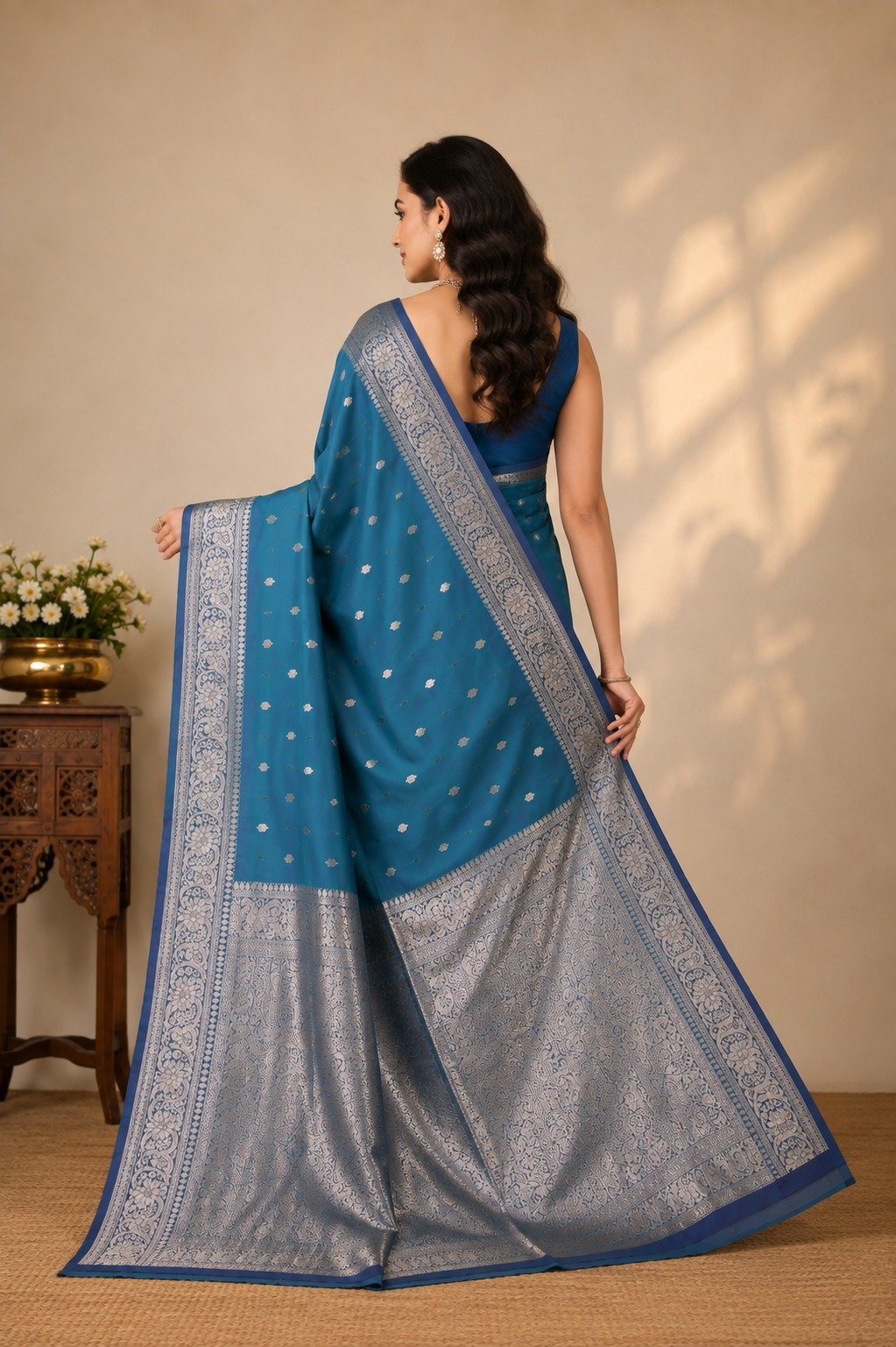 Banarasi Katan Silk Saree for Women | Pure Handloom Woven | Traditional Zari Border & Pallu | Premium Indian Ethnic Wear for Wedding & Festive Occasions (Firoji) - Image 3
